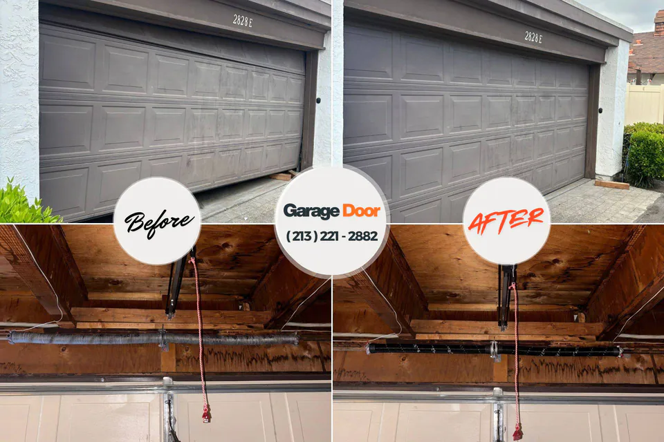 Before and after: garage door repair Lordship, CT